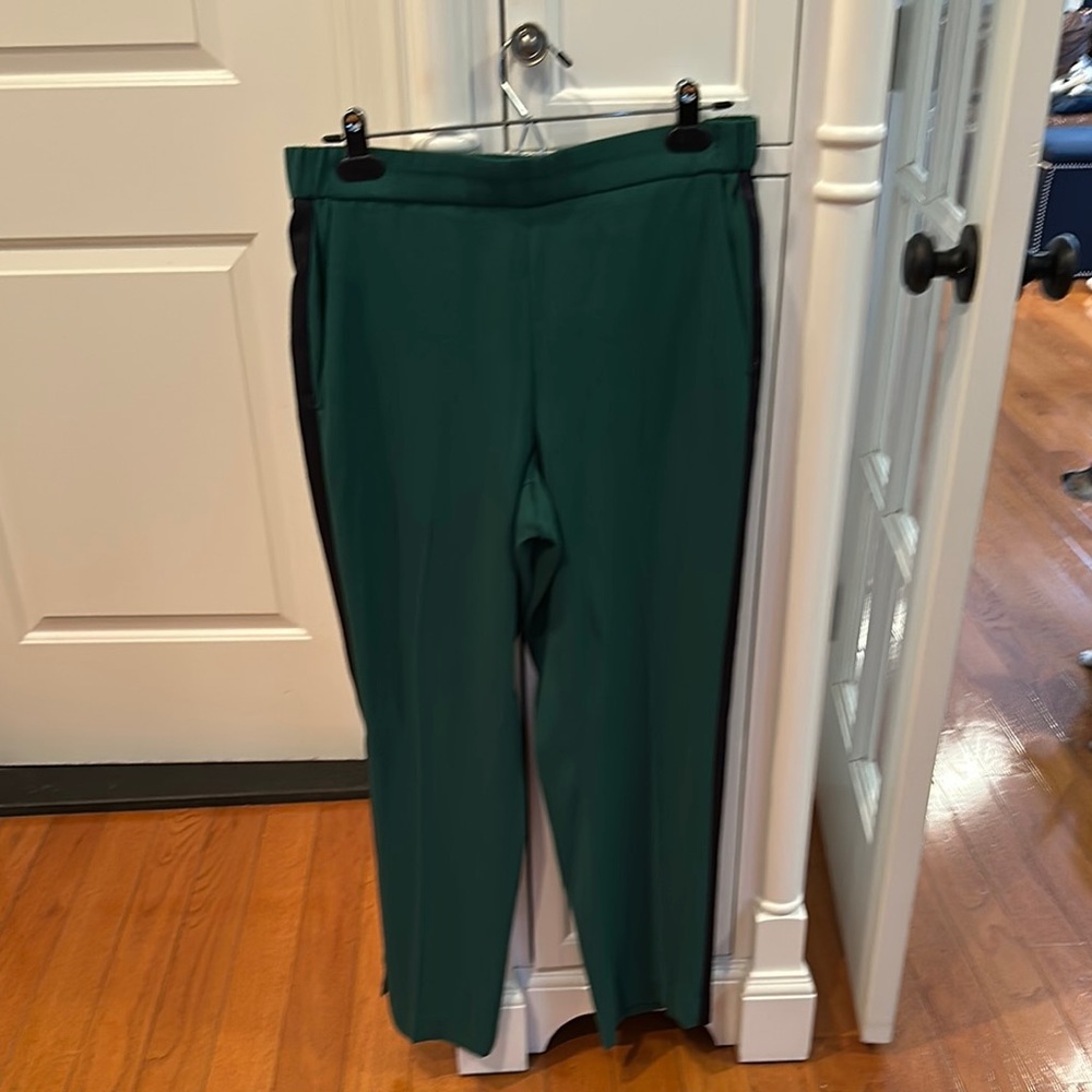 Ann Taylor Green Track Pants w/Black Stripe